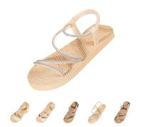 Women's Round Head Thick Bottom Hollow Out Wear Clip Toe Thick Bottom Slope Heel Slippers O Women's Shoes, beige, 8.5 UK