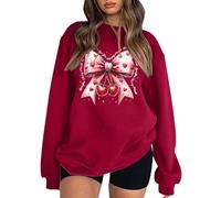 Womens Round Neck Bowknot Hoodie Stylish Pullover Sweatshirt Mexican Clothing Women, red, XXL