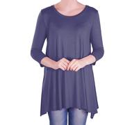 Womens Round Neck Flared Ladies 3/4 Sleeve Tunic T Shirts Tops Blouse