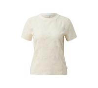 Women's Round Neck Sheer Mesh Lace Casual T-Shirt QS Beige 2XL