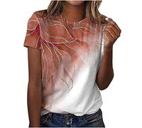 Women's Round Neck Short Sleeve T Shirts Casual Trendy Printed Tunic Tops Loose Fit Basic Pullover Tshirts Fashion UK Ladies Blouses Y2K Going Out Tops Tee Shirts for Summer