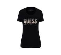 Women's round neck T-shirt with gradient glitter logo Guess Noir L