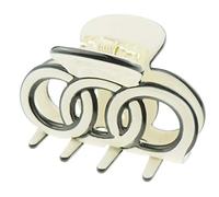 Womens Round Small Bridal Wedding Party Bridesmaid Hair Accessories Bulldog Crab Octopus Jaw Styling Tools Thin Short Fine MINI Hair Claw Clamp Clip Circles Chain Link (Cream Black)