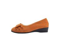Women's Round Toe Ballet Flats Suede Bow Comfortable Soft Sole Lightweight Wide Width Casual Pumps for Walking Office Travel Orange