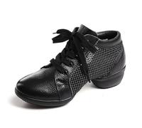 Women's Round Toe Jazz Boots Lace-Up Modern Teaching Practice Professional Performance Dance Dress Shoes,Black,3.5 UK
