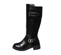 Women's Round Toe Knee High Mid Heel Side Zip Boots - Expressive Statement Piece for Everyday Work Dates, black, 8 UK