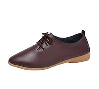 Women'S Round Toe Lace Up Leather Brogue Oxfords Shoes Low Heel Smart Vintage Oxfords School Shoes Fashion Work Wingtip Office Shoe Casual Work Office Comfort Shoe