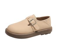 Women's Round Toe Loafer with Adjustable Buckle Strap Slip-On Comfort occasin Trendy Round Head Soft Cushioned Insole Casual Boat-Shoe Fit for ffice Working All-Day Wearing (Khaki, 3.5)