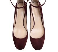 Womens Round Toe Mary Jane Shoes Elegant Ankle Strap Dress Chunky Block Mid Heels Classic Comfortable Casual Court Shoe for Wedding Party & Office,Wine,12 UK