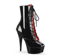 Women's Round-Toe Stiletto Ankle Boots with Side Zip - Fashion Platform Mid-Calf Boot for Nightclub - Pole Dance Shoes,Black,8 UK