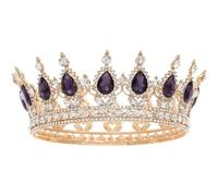 Womens Round Wedding Crown Bridal Pageant Rhinestone Crystal Tiaras Crown Headpieces For Queens King