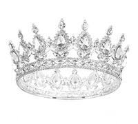 Womens Round Wedding Crown Bridal Pageant Rhinestone Crystal Tiaras Crown Headpieces For Queens King