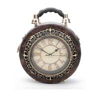 Womens Round Zip Vintage Clock-Looking PU Leather Lightweight Handbag Shoulder Crossbody Bag - COPPERTONE