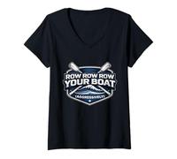 Women's Row Row Row Your Boat Aggressively Funny Rowing Crew Team V-Neck T-Shirt