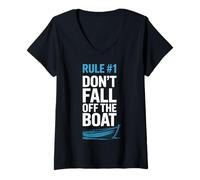 Womens Rowers Rule Number One Dont Fall Off The Boat Rowing Team V-Neck T-Shirt