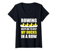 Womens Rowing Helps Me Keep My Ducks in a Row Funny V-Neck T-Shirt
