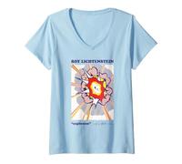 Women's Roy Lichtenstein Explosion Pop Art Retro Graphic V-Neck T-Shirt