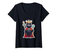 Women's Royal Crow King Bird Character Design V-Neck T-Shirt