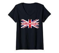 Womens Royal Leamington Spa UK British Flag V-Neck T-Shirt