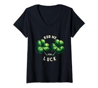 Womens Rub Me For Luck V-Neck T-Shirt