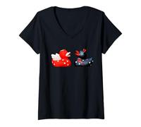 Women's Rubber Duck, Angel & Devil, Love, Hearts, Opposites Attract V-Neck T-Shirt