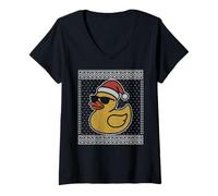 Womens Rubber Duck Christmas Ugly Sweater V-Neck T-Shirt