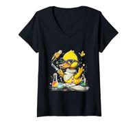 Women's Rubber Duck Science Teacher Rubber Duckie Physics Chemists V-Neck T-Shirt