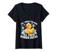 Womens Rubber Duck Tee Yes I Really Do Need All These Rubber Ducks V-Neck T-Shirt
