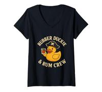 Womens Rubber Duckie & Rum Cruise Crew Pirate Duck Matching Group V-Neck T-Shirt