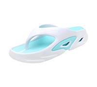Womens Rubber Foam Slides Open Toe Platform Wide Fit Flip Flop Sandals Ladies Summer Lightweight Flat Thong Shoes Women Slip on Fashion Walking Slippers (Sky Blue, 5)