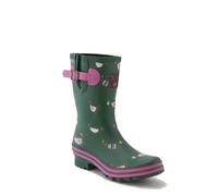 Evercreatures Womens Chicken Short Wellington Boots 11CHK04 Green Print 4 UK, 37 EU Regular