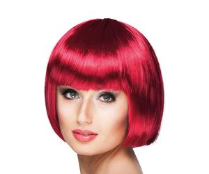 Womens Ruby Red Cabaret Style Adult 1920s Fancy Dress Bob Wig Short Flapper Girl