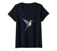 Womens Ruby throated hummingbird hovering V-Neck T-Shirt