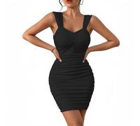 Women's Ruched Cocktail Dress Sleeveless Backless Bodycon Mini Party Dress