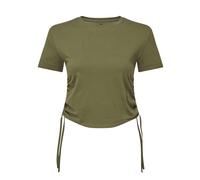 Womens Ruched Crop Top Short Sleeve Crew Neck T Shirt Ladies Cropped Summer Tee
