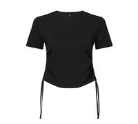 Womens Ruched Crop Top Short Sleeve Crew Neck T Shirt Ladies Cropped Summer Tee
