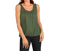 Women's Ruched Neck Sleeveless Balloon Vest Top - Coral Black Blue Grey Pink Green White Red (as8, Alpha, l, x_l, Regular, Regular, Standard, Khaki)