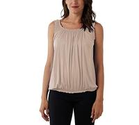 Women's Ruched Neck Sleeveless Balloon Vest Top - Coral Black Blue Grey Pink Green White Stone Red (as8, Alpha, m, l, Regular, Regular, Standard, Stone)