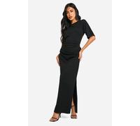 Womens Ruched Side T-Shirt Midaxi Dress - Black - 8, Black