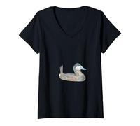 Women's Ruddy Duck Watercolor Illustration V-Neck T-Shirt