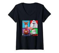 Womens Rudolph and Friends Pop Art Portraits Retro Christmas V-Neck T-Shirt