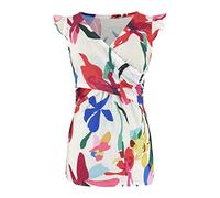 Women's Ruffle Sleeveless Maternity Tank Tops UK Sale Clearance Ladies Cross Wrap V Neck Breastfeeding Tshirt Floral Printed Nursing Vests Ruched Side Pregnant Tank Top Flowers Pregnancy T-Shirts Vest