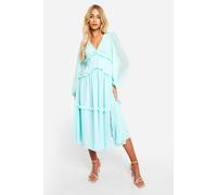 Womens Ruffle Smock Dress - Green - 10, Green