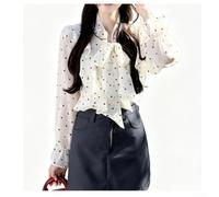 Women's Ruffled for polka Dot Long Sleeve Shirt Regular Fit Women's | Ruffle trim design, for polka dot pattern, regular for fit, long sleeve, suitable for spring to winter