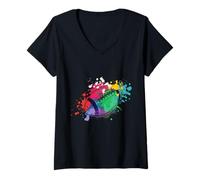 Womens Rugby Colorful Rugby Player Rugby Coach Sport Football V-Neck T-Shirt