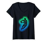 Womens Rugby Player Silhouette Rugby Coach Sport Football Rugby V-Neck T-Shirt