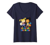 Womens Rugrats Angelica And Susie Girls Run The World V-Neck T-Shirt