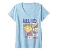 Womens Rugrats Angelica with Halo Girl Boss V-Neck T-Shirt