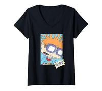 Womens Rugrats Chuckie Finster Face Portrait V-Neck T-Shirt