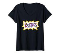 Womens Rugrats Classic Logo Name V-Neck T-Shirt